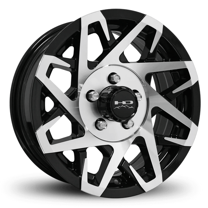 14x5.5 5 - 4.5 Gloss Black Machined Face Canyon Trailer Wheel - Tires Fast