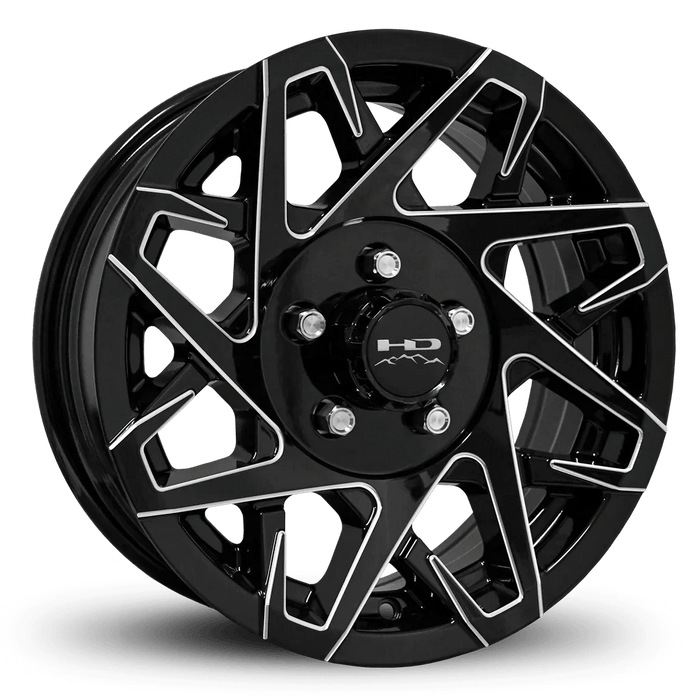 15x6 5 - 4.5 Gloss Black Milled Edges Canyon Trailer Wheel - Tires Fast