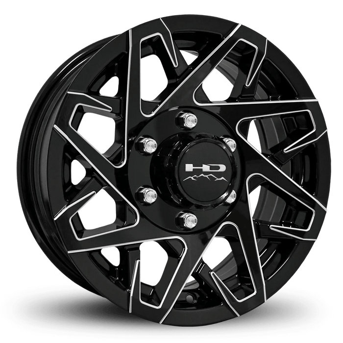 15x6 6 - 5.5 Gloss Black Milled Edges Canyon Trailer Wheel - Tires Fast