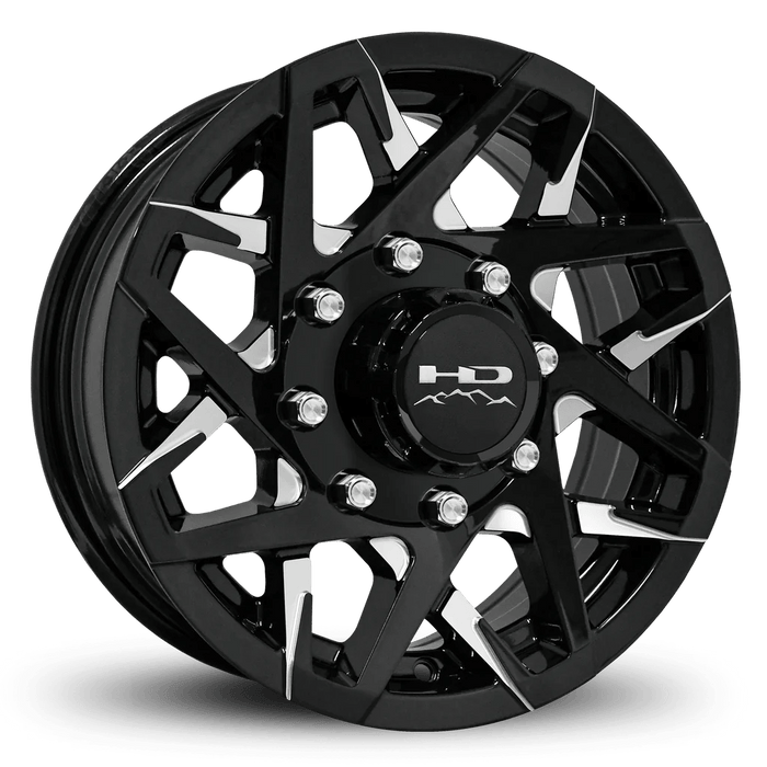 16x6 8 - 6.5 Gloss Black Milled Face Canyon Trailer Wheel - Tires Fast