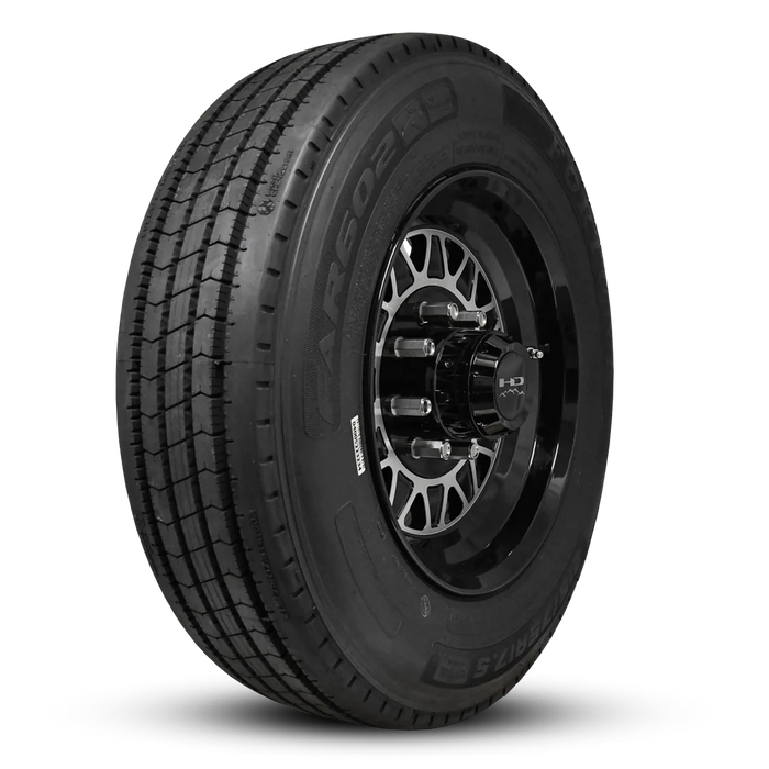 ST205/75R15 8-Ply Trailer Tire on 15" 5-4.5 Gloss Black Machine Face HDT Cast Wheel