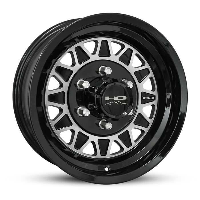 15x6 5-4.5 Gloss Black Machined Face HDT Cast Trailer Wheel