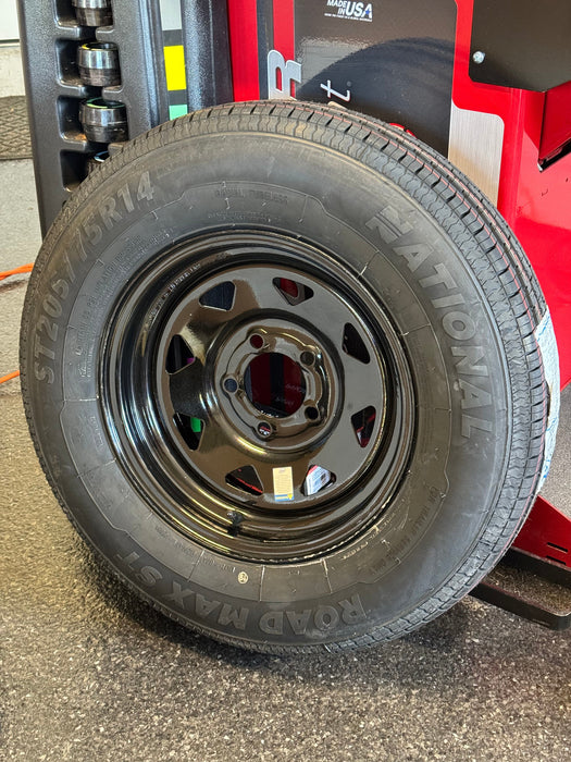Tires Fast 14" Trailer Assembly 205/75R14 8-Ply Trailer Tire on 14" 5-4.5 Black Spoke Wheel
