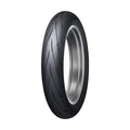 Dunlop Sportmax Q5A front motorcycle tire 110/70ZR17 with angled tread grooves and silver rim well