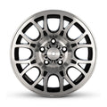 Road Ready 15x6 aluminum trailer wheel with black machined face and polished silver spokes