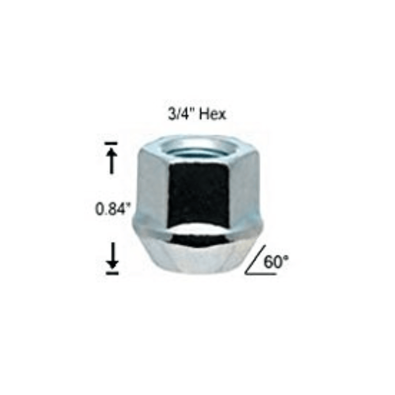 10 Pack 1/2" - 20 Open End Chrome Mower Lug Nuts - Tires Fast