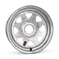 15x5 galvanized spoke trailer wheel with 5 on 4.5 bolt pattern and steel construction
