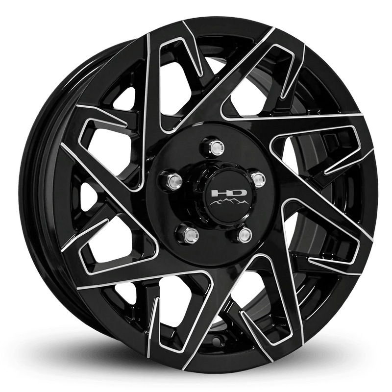 14x5.5 5 - 4.5 Gloss Black Milled Edges Canyon Trailer Wheel - Tires Fast