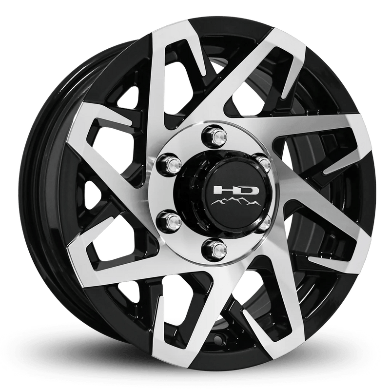 15x6 6 - 5.5 Gloss Black Machined Face Canyon Trailer Wheel - Tires Fast