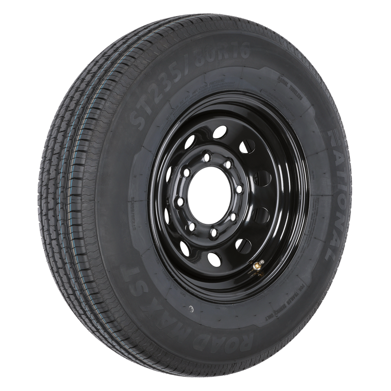 ST235/80R16 10-Ply Trailer Tire on 16" 8-6.5 Black Modular Wheel