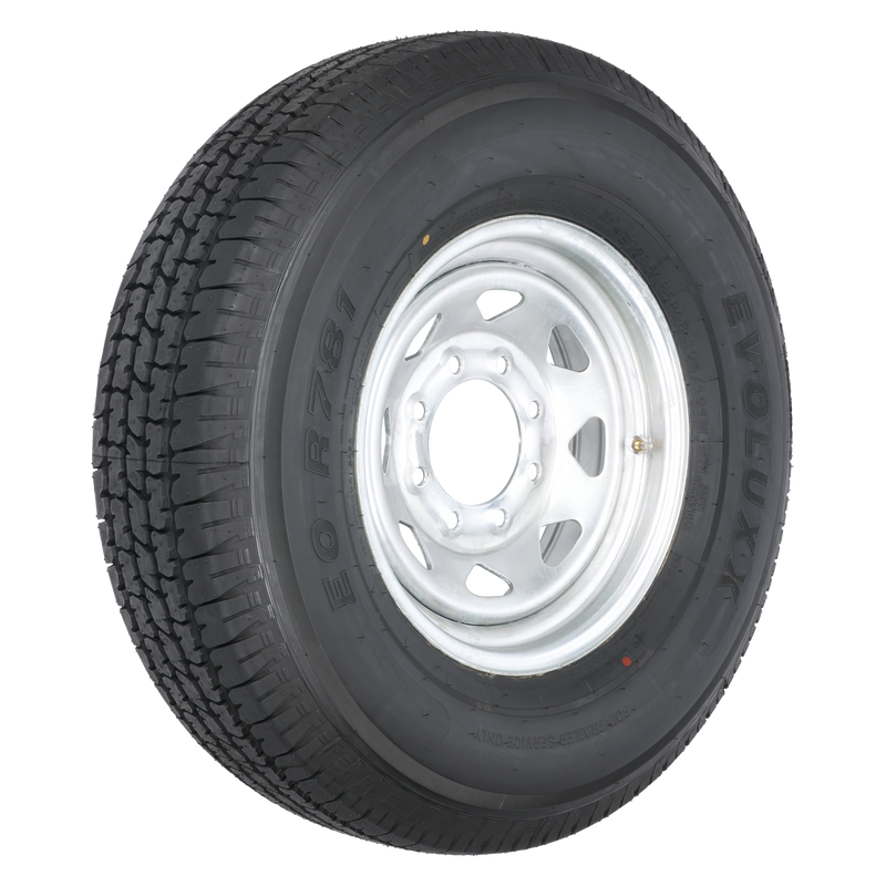 ST235/80R16 10-Ply Trailer Tire on 16" 8-6.5 Galvanized Spoke Wheel