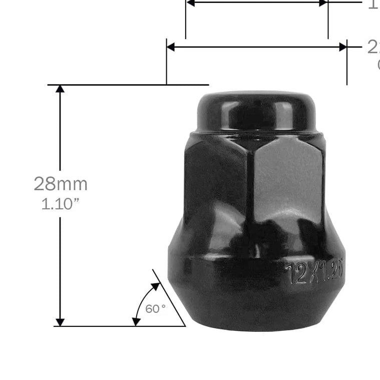 16 Pack 10x1.25 ATV/UTV Black Lug Nuts w Key - Tires Fast