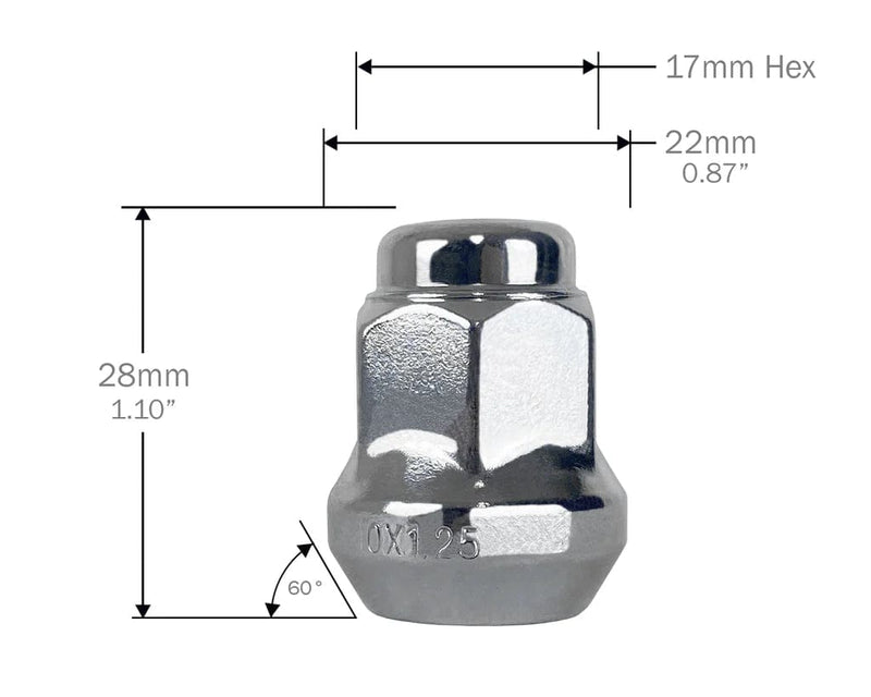 16 Pack 10x1.25 ATV/UTV Chrome Lug Nuts w Key - Tires Fast