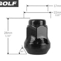 16 Pack 12x1.25 Golf Black Lug Nuts w Key - Tires Fast