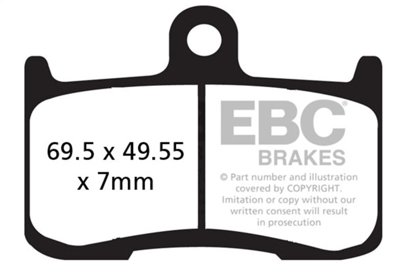 EBC Double-H sintered front brake pad technical diagram for Indian Chief Chieftain showing dimensions