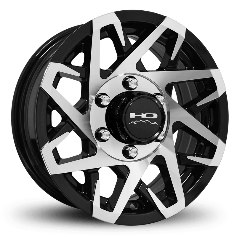 16x6 6 - 5.5 Gloss Black Machined Face Canyon Trailer Wheel - Tires Fast
