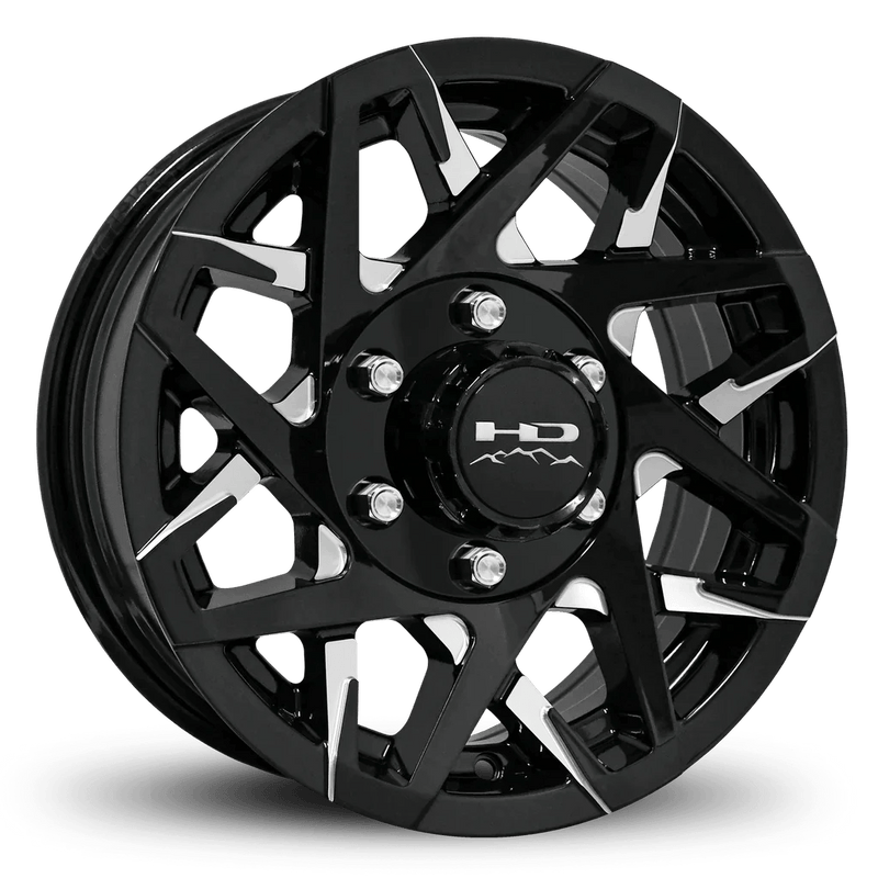 16x6 6 - 5.5 Gloss Black Milled Face Canyon Trailer Wheel - Tires Fast