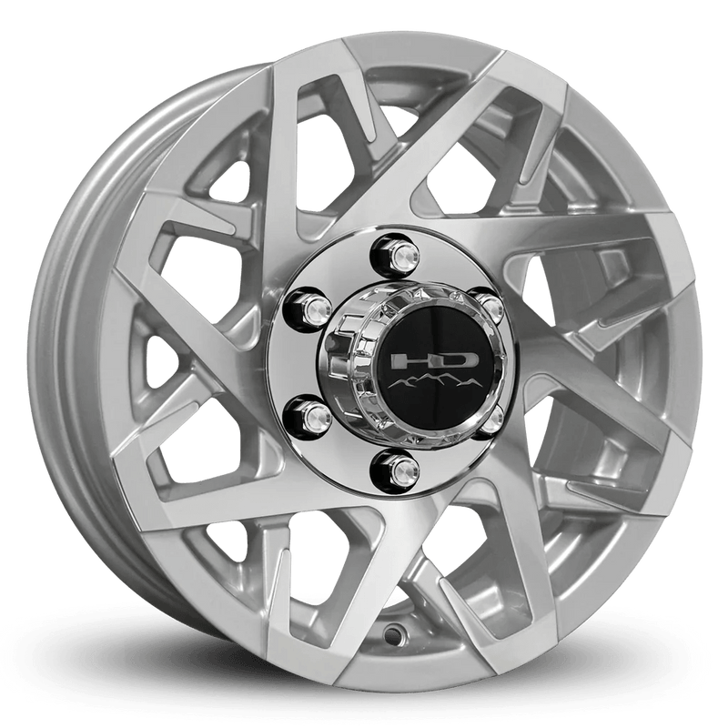 16x6 6 - 5.5 Gloss Silver Machined Face Canyon Trailer Wheel - Tires Fast