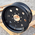 Tow-Rite black modular trailer wheel with 8 on 6.5 bolt pattern and powder-coated steel finish