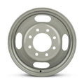 Silver steel replacement wheel for Chevrolet Express 3500 with oval ventilation slots