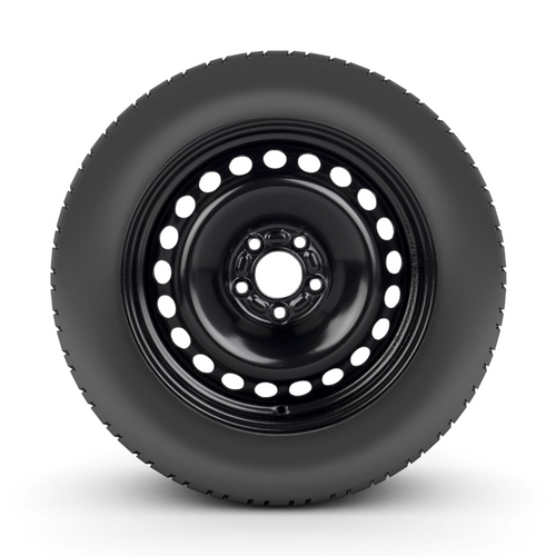 Black steel wheel and tire assembly for 2014-2023 Ford Transit Connect