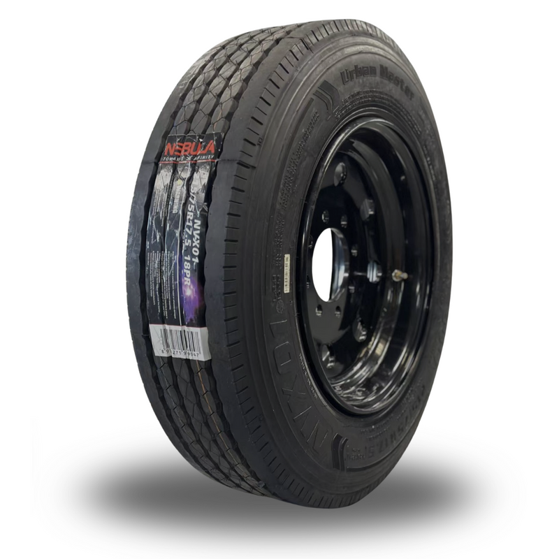 215/75R17.5 16-Ply Trailer Tire on 17.5" 8-6.5 Black Modular Wheel