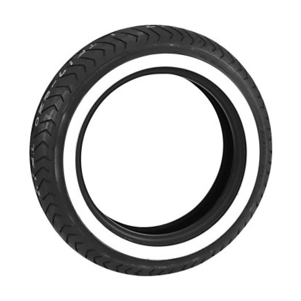 Bridgestone Exedra G721 front cruiser tire with wide whitewall and chevron tread pattern