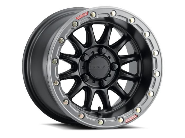 RACELINE ALPHA BLACK W/GUNMETAL RING 15X7 4X156 +10