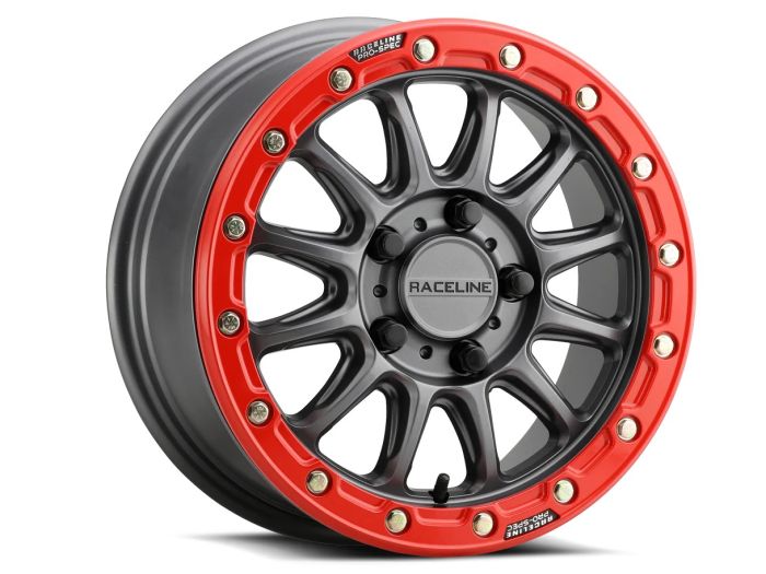 RACELINE ALPHA GUNMETAL W/RED RING 15X7 5X114.3 +25