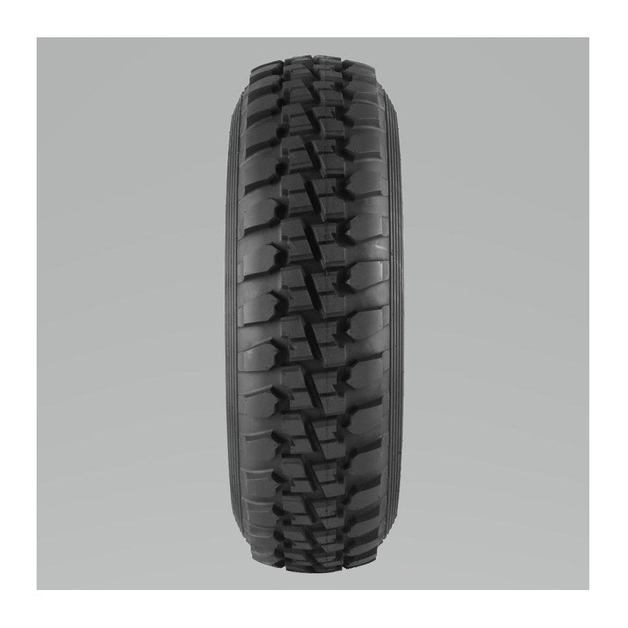 Close-up of black Tensor Desert Series UTV tire showing rugged interlocking lug tread pattern