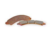 EBC semi-sintered front brake pads for Indian Chief Chieftain showing copper backing plate with mounting holes