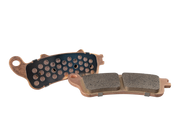 Pair of EBC HH sintered copper alloy motorcycle brake pads with perforated friction material and retaining clips