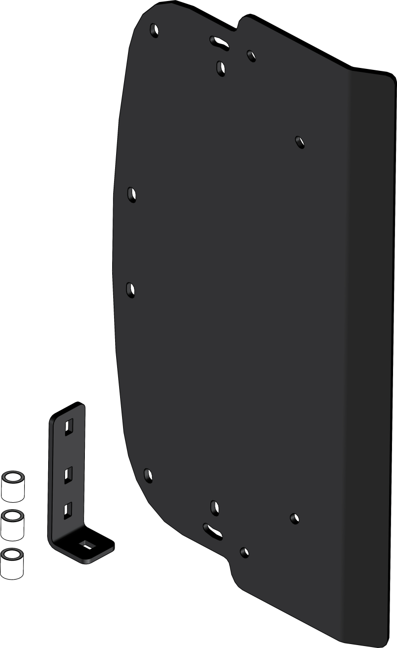 KFI poly snow plow side shield with mounting bracket and hardware