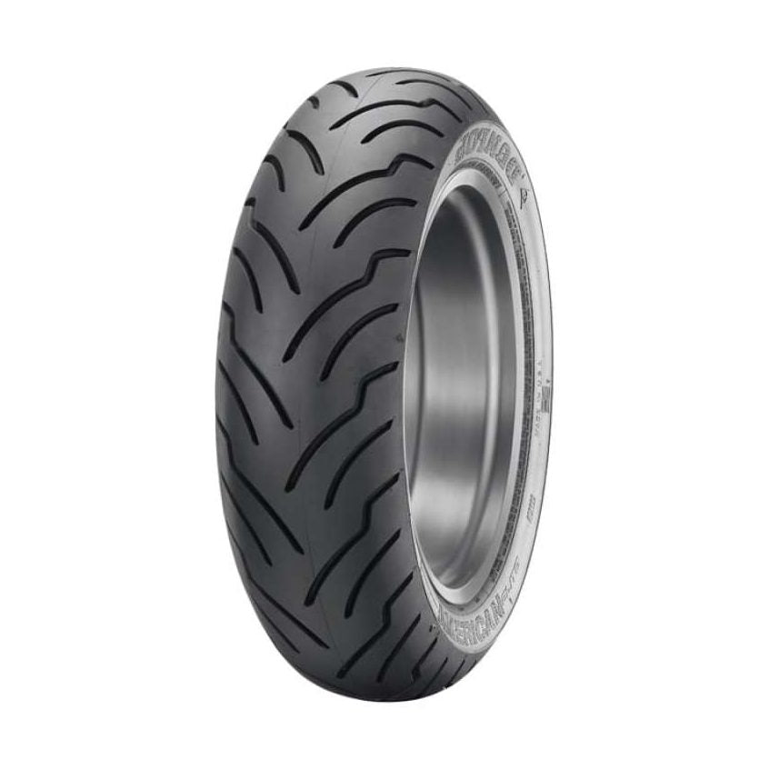 Dunlop American Elite rear cruiser tire with wavy tread grooves for even wear and quiet operation