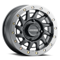 Raceline Squad Hyper Silver and Black 15x7 ATV/UTV wheel with gold lug accents