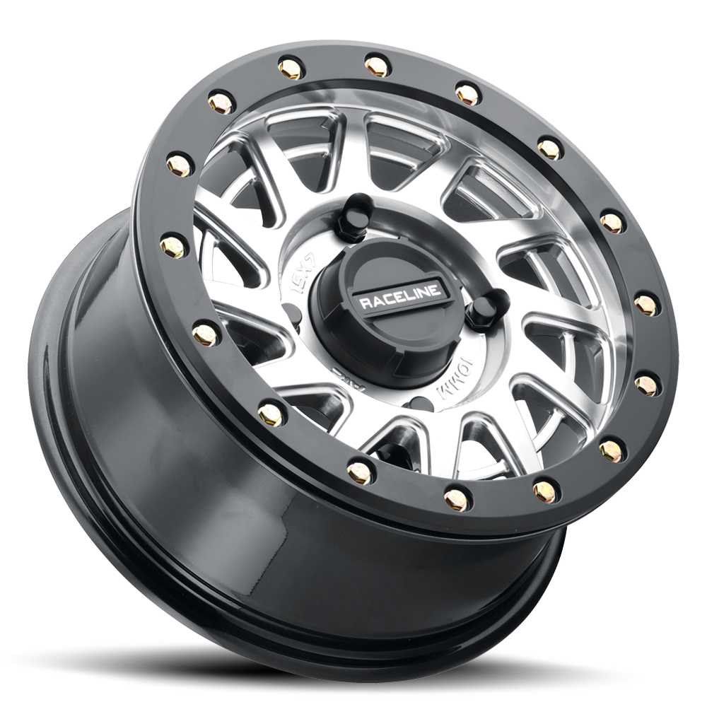 Raceline Squad Satin Black w/ Gunmetal Ring Wheel 15x7 4x137 +10mm ATV/UTV