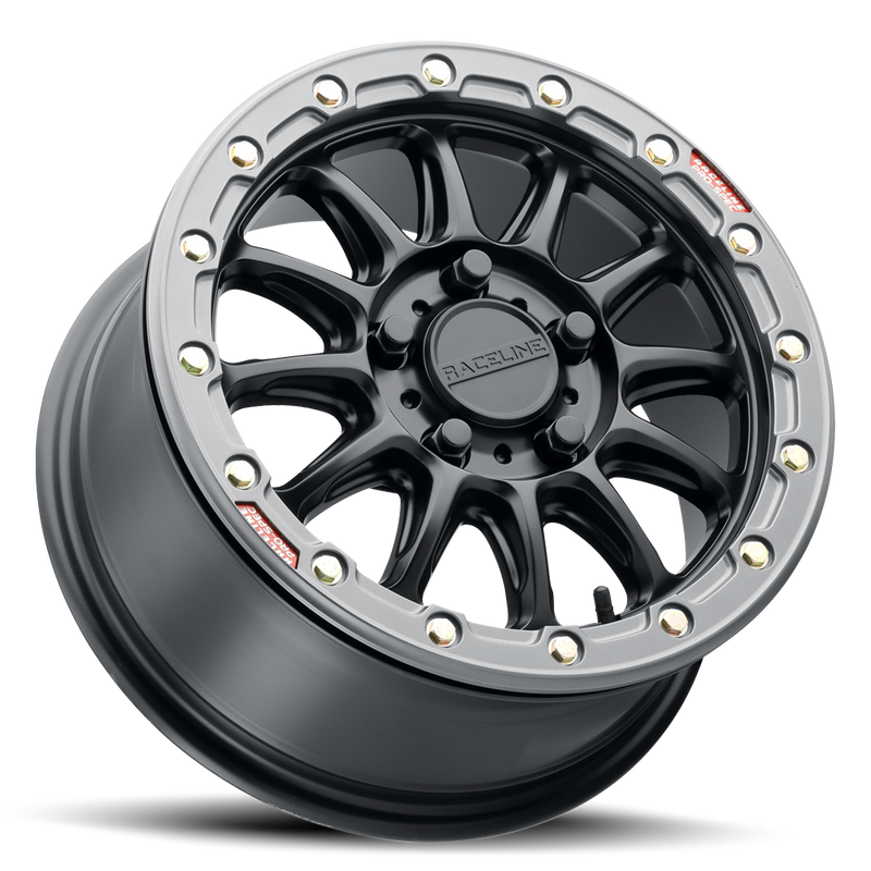 15x7 4x156 +10 Raceline Alpha Black w/ Gunmetal Ring
