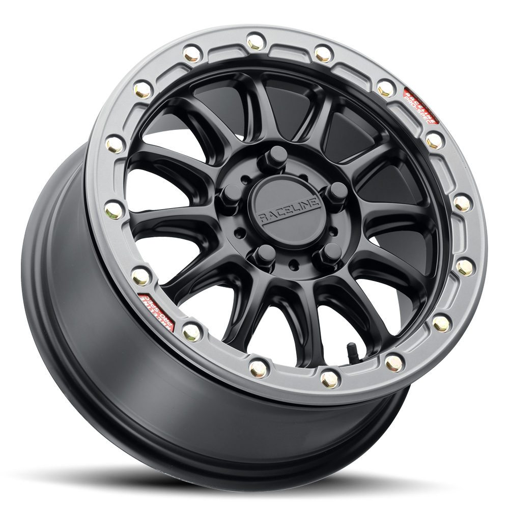 Top-down view of Raceline Alpha 15 inch wheel star-spoke design