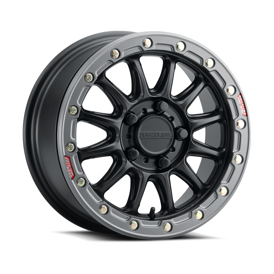 Raceline Alpha 15x10 4x137 +10mm Black w/ Gunmetal Ring
