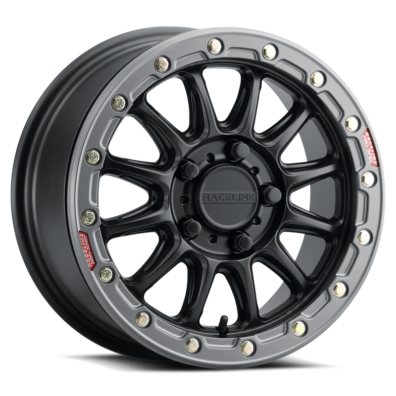 17x7 4x137 +25 Raceline Alpha Black w/ Gunmetal Ring