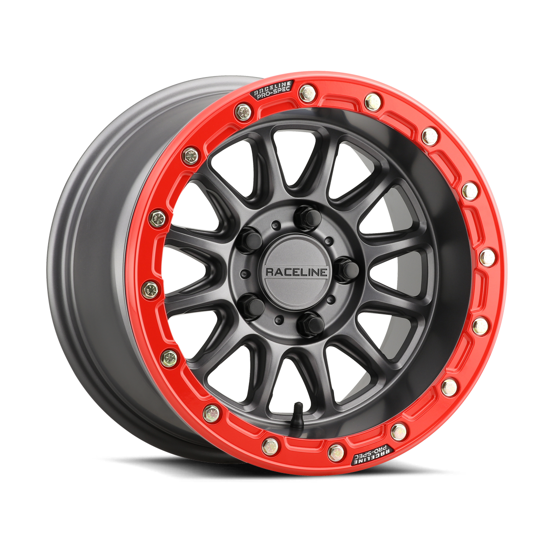 Raceline Alpha 15x7 4x137 +10mm Gunmetal w/ Red Ring