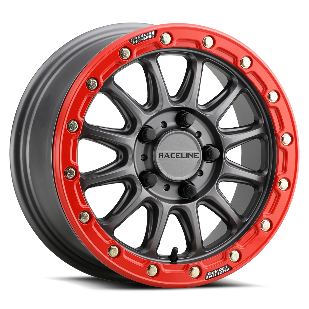 Raceline Alpha 15x7 4x156 +10mm Gunmetal w/ Red Ring