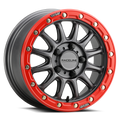 Raceline Alpha 15x7 5x114 +53mm Gunmetal w/ Red Ring