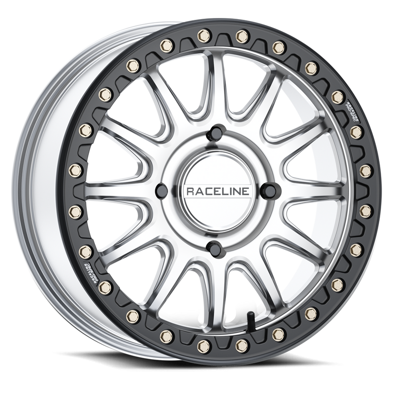 17x7 4x137 +25 Raceline Alpha Hyper Silver w/ Black Outer Ring