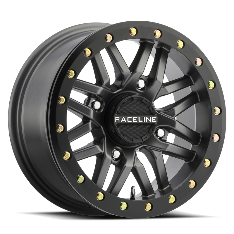 14x7 4x156 (5+2) Raceline BL Ryno Gun Metal w/ Black Ring