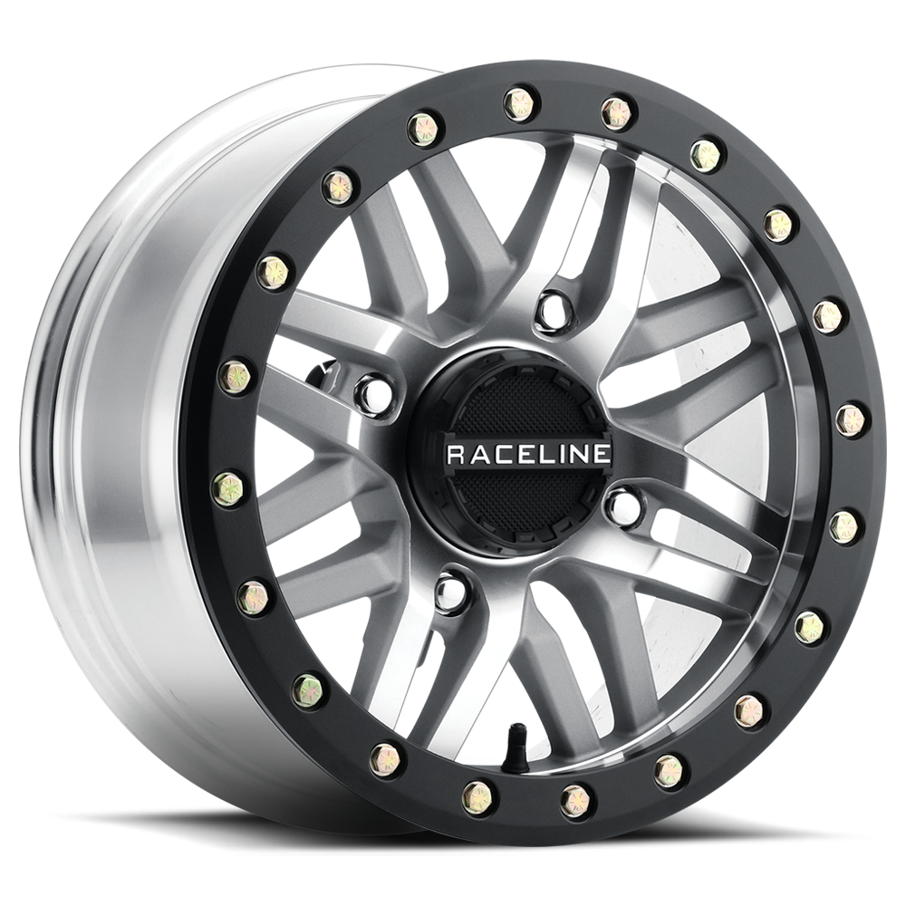 Raceline Ryno 14x7 4x156 +10mm Black Machined w/ Black Ring Beadlock