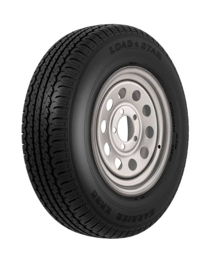 Kenda KR35 ST205/75R15 8-Ply Trailer Tire on 15x5 5-4.5 Silver Modular Wheel