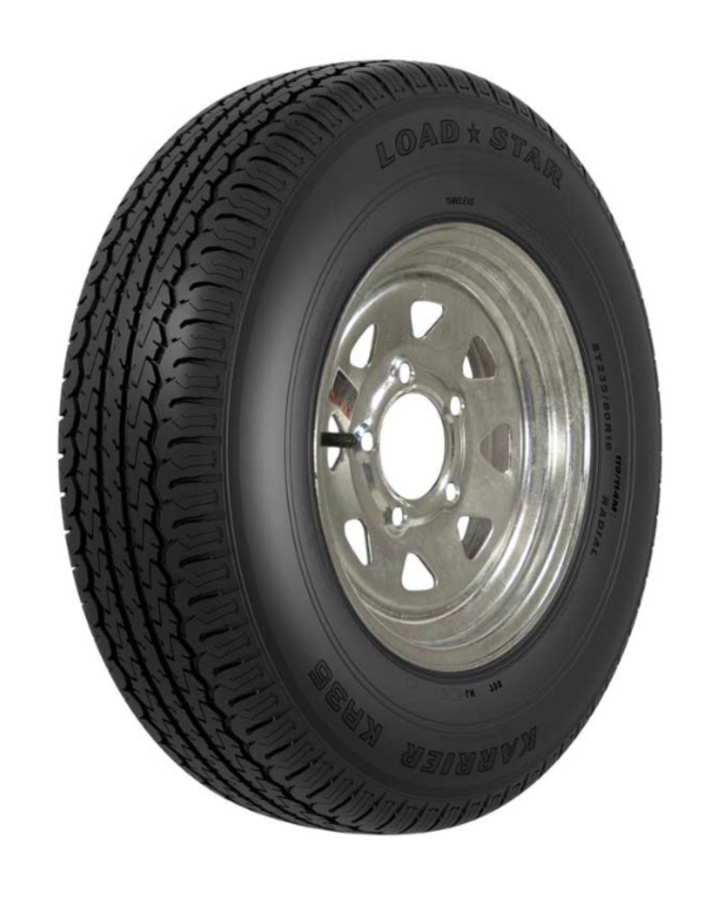 Kenda KR35 ST205/75R14 6-Ply Trailer Tire on 14x6 5-4.5 Galvanized Spoke Wheel