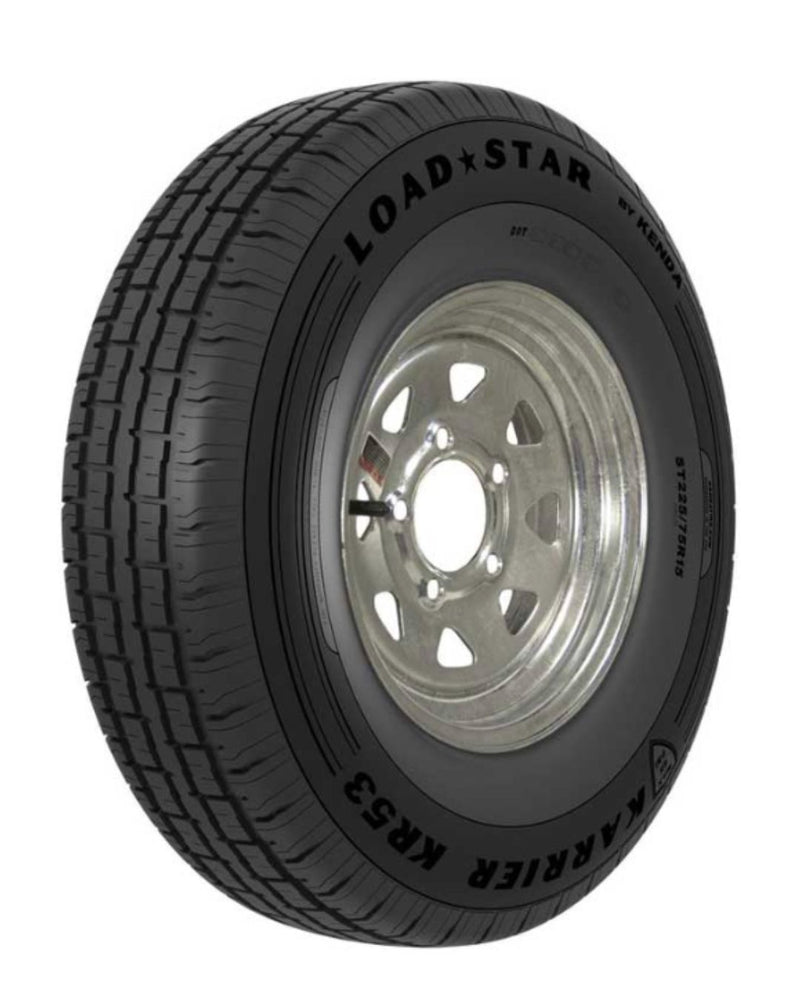 Kenda KR53 ST205/75R14 8-Ply Trailer Tire on 14x6 5-4.5 Galvanized Spoke Wheel