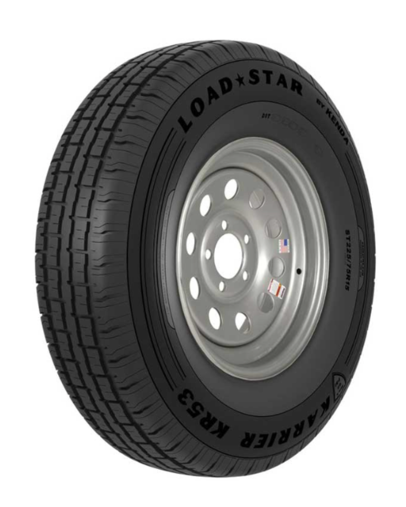 Kenda KR53 ST235/80R16 10-Ply Trailer Tire on 16x6 8-6.5 Silver Modular Wheel